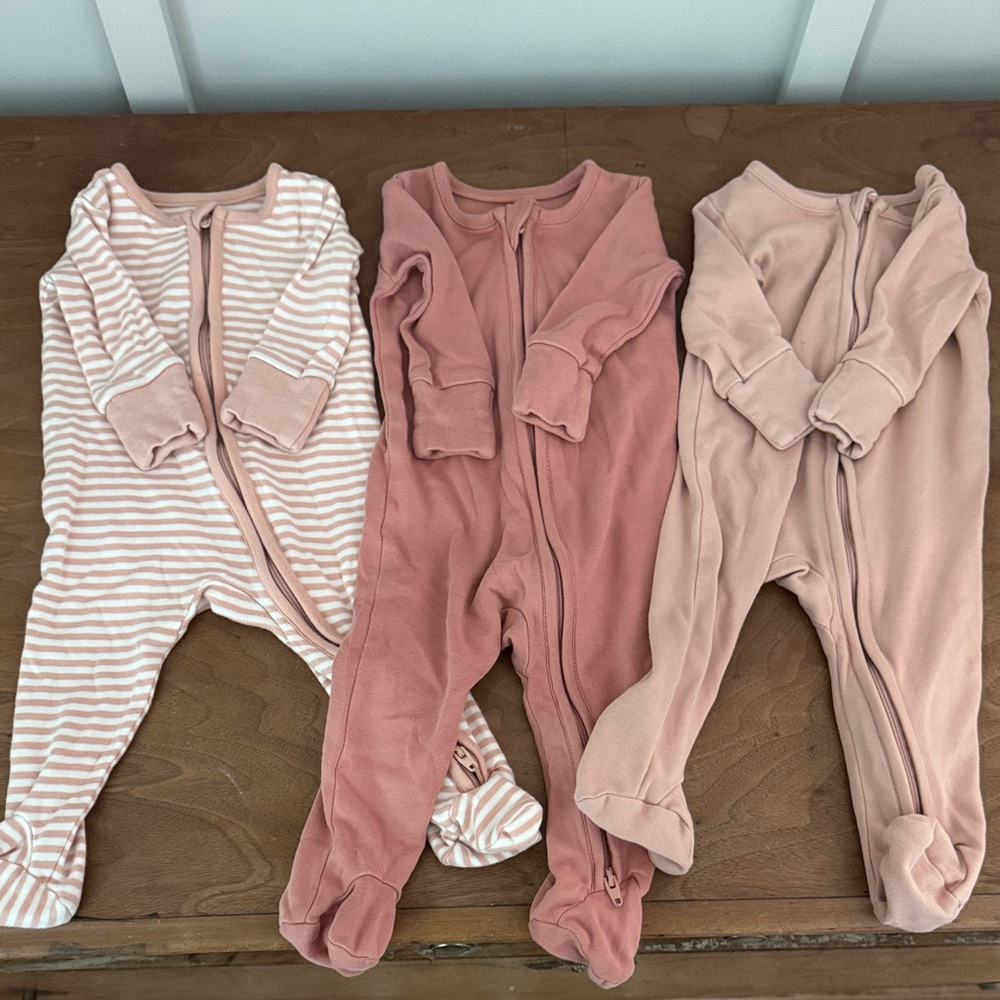 Colored Organics Peyton Zipper footie pajamas, sz 0-3 mo